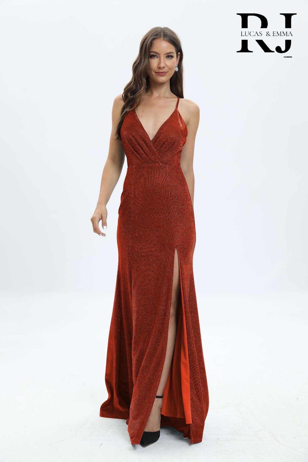 robe cocktail lamé fendue