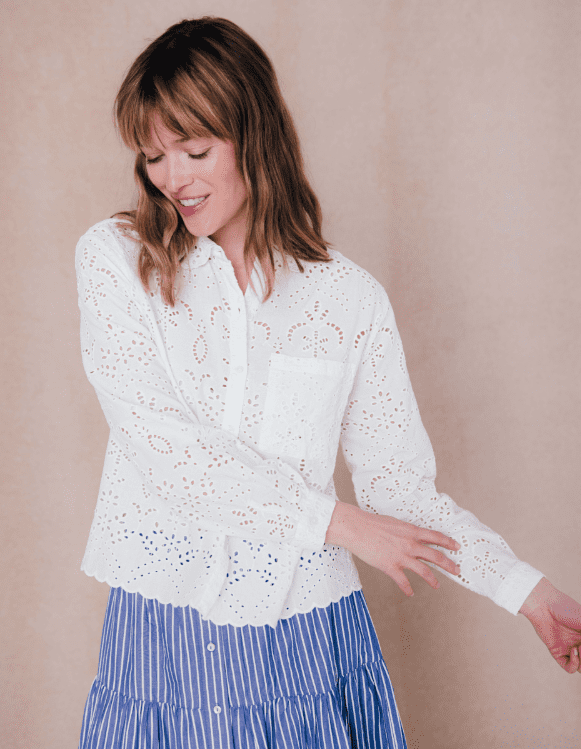Chemisier m.longues broderie anglaise C'est beau la vie CH206