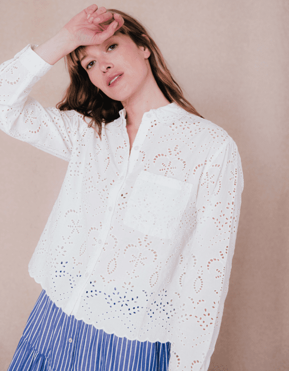 Chemisier m.longues broderie anglaise C'est beau la vie CH206