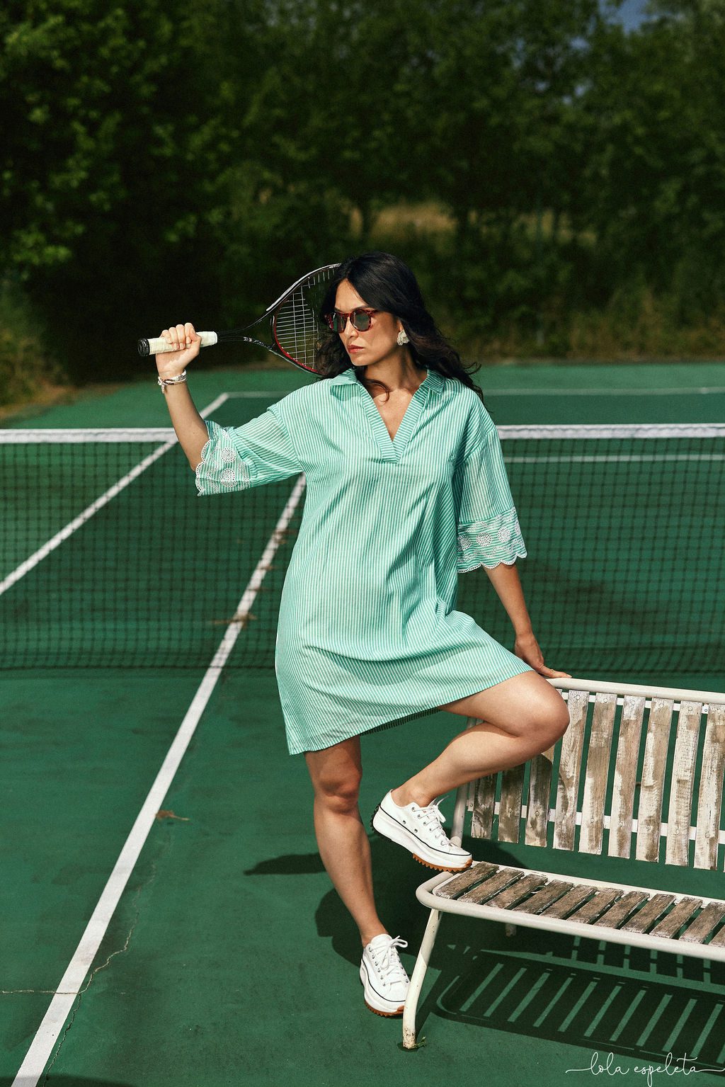 Robe rayures détails manches Lola Espeleta RO081
